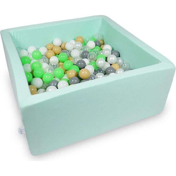 Bacino Di Asciugatura 90X90X40Cm Menta Con 400 Palline: Verde Chiaro, Bianco, Trasparente, Madreperla, Beige, Grigio-image