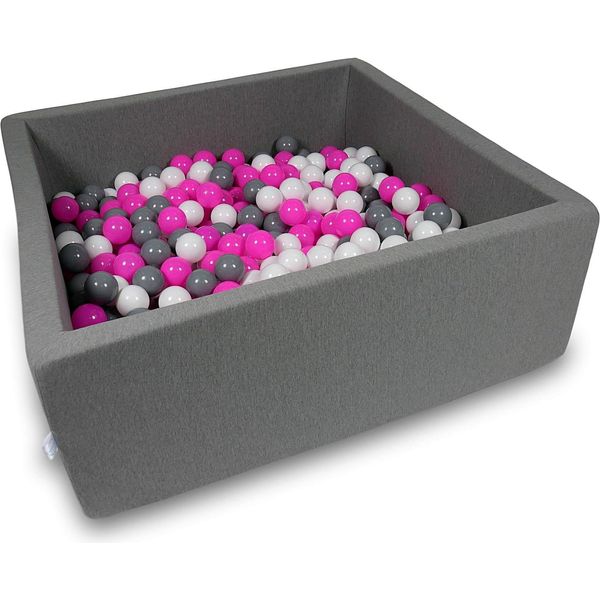 Bacino Di Asciugatura 110X110X40Cm Grigio Con 600 Palline: Bianco, Grigio, Rosa-image
