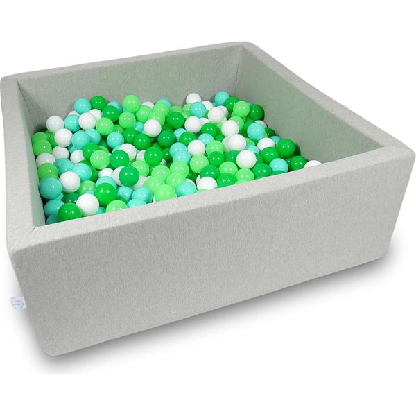 Bacino Di Asciugatura 110X110X40Cm Grigio Chiaro Con 600 Palline: Bianco, Verde Chiaro, Menta, Verde-image