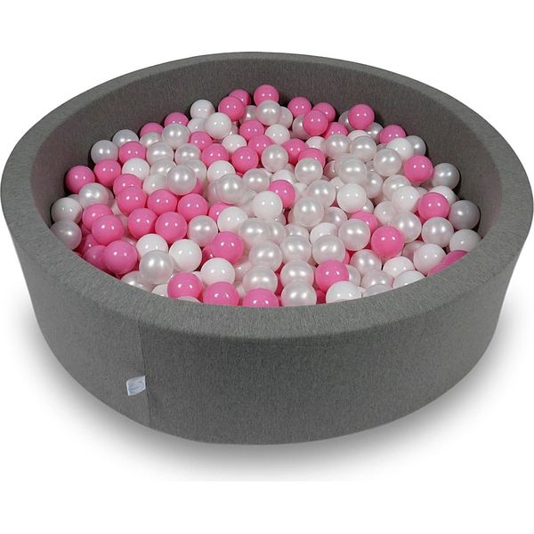 Bacino Di Asciugatura 110X30Cm Grigio Con 400 Palline: Bianco, Madreperla, Rosa Cipria-image