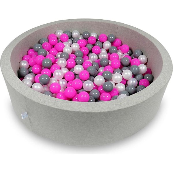 Bacinella 110X30Cm Grigio Chiaro Con 400 Palline: Rosa, Madreperla, Grigio-image