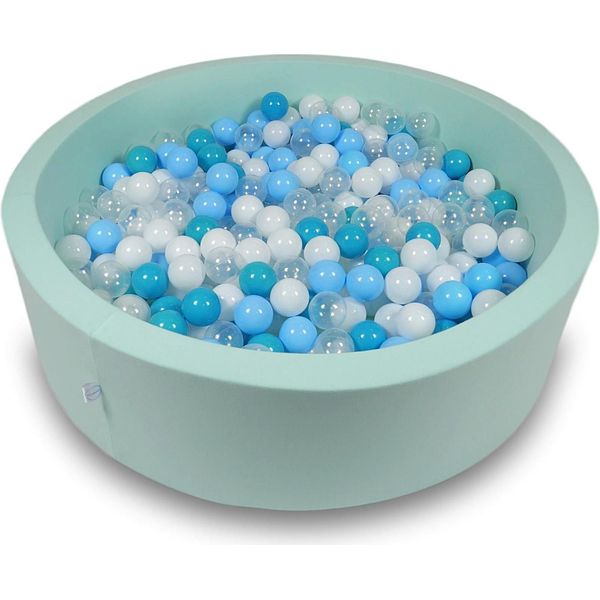 Piscina Asciutta 110X30Cm Menta Con 400 Palline: Turchese, Bianco, Trasparente, Azzurro-image