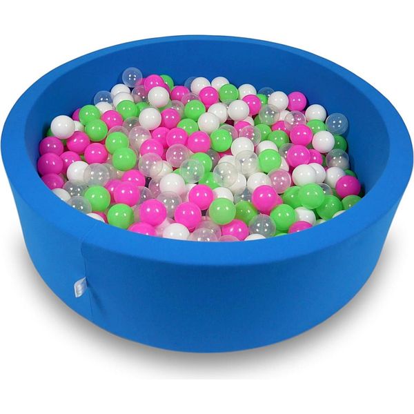 Bacino Di Asciugatura 110X30Cm Blu Con 400 Palline: Verde Chiaro, Rosa, Bianco, Trasparente-image