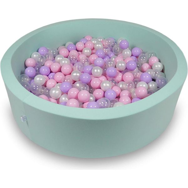 Piscina Secca 110X30Cm Menta Con 400 Palline: Rosa Chiaro, Madreperla, Trasparente, Erica-image