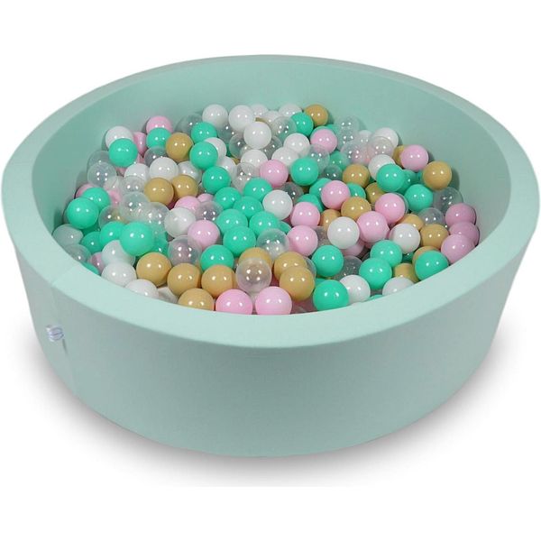 Piscina Secca 110X30Cm Menta Con 400 Palline: Bianco, Rosa, Trasparente, Beige, Menta-image