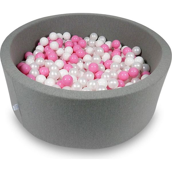 Bacino Di Asciugatura 110X40Cm Grigio Con 500 Palline: Bianco, Madreperla, Rosa Cipria-image