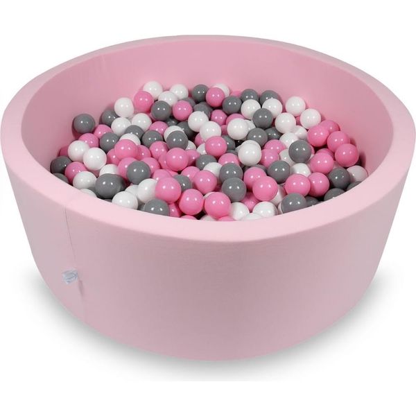 Bacino Di Asciugatura 110X40Cm Rosa Cipria Con 500 Palline: Bianco, Grigio, Rosa Cipria-image