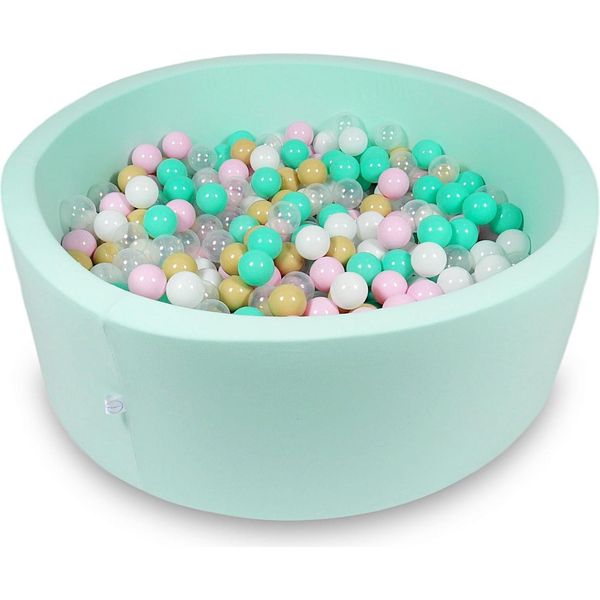 Piscina Asciutta 110X40Cm Menta Con 500 Palline: Bianco, Rosa, Trasparente, Beige, Menta-image