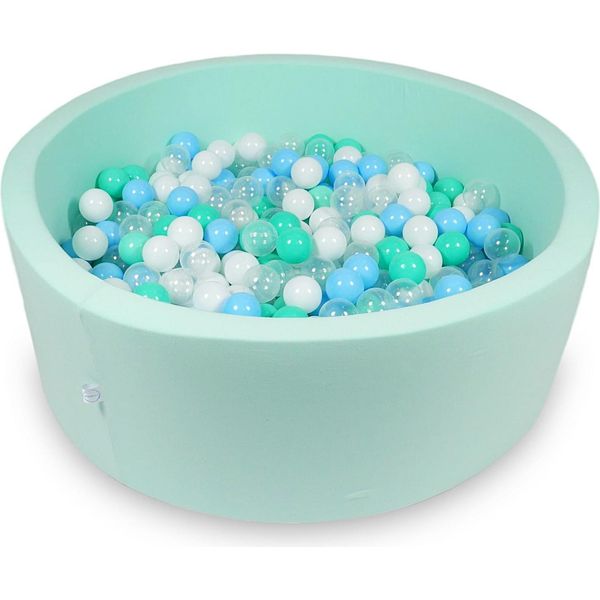 Piscina Asciutta 110X40Cm Menta Con 500 Palline: Azzurro, Trasparente, Menta, Bianco-image