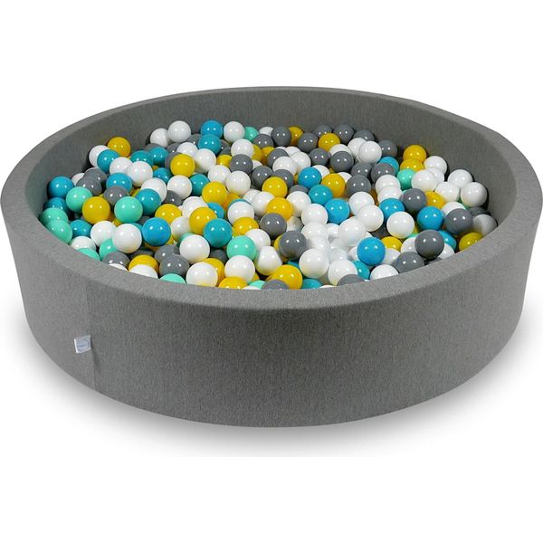 Bacinella Per Asciugare 130X30Cm Grigia Con 600 Palline: Bianco, Grigio, Turchese, Giallo, Menta-image