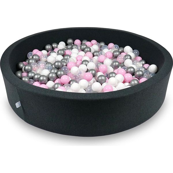 Bacino Di Asciugatura 130X30Cm In Grafite Con 600 Palline: Rosa Chiaro, Bianco, Argento, Trasparente-image