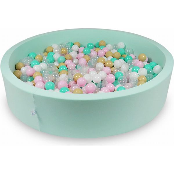 Piscina Asciutta 130X30Cm Menta Con 600 Palline: Bianco, Rosa, Trasparente, Beige, Menta-image