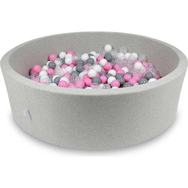 Bacino Di Asciugatura 130X40Cm Grigio Chiaro Con 700 Palline: Trasparente, Bianco, Grigio, Rosa Cipria-image