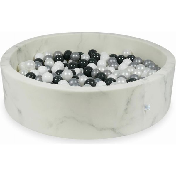 Piscina A Secco 110X30 In Marmo Con 400 Palline: Bianco, Madreperla, Argento, Grafite-image