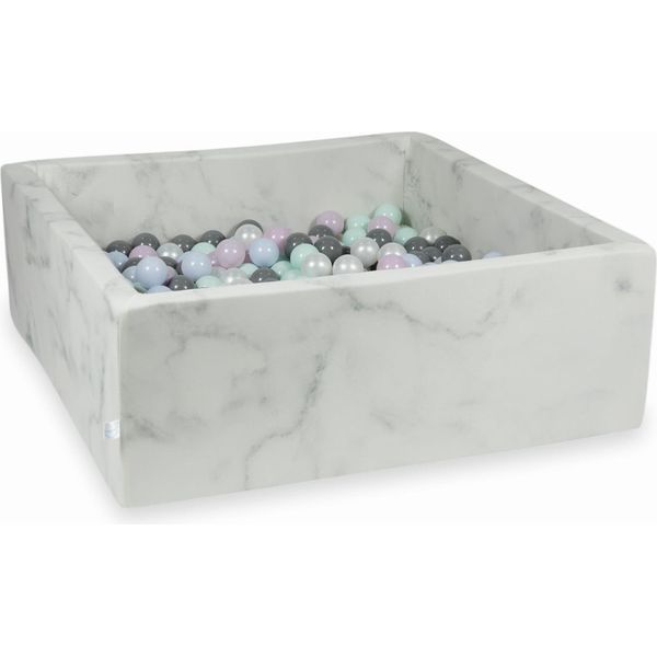 Bacino Di Asciugatura 110X110X40 In Marmo Con 600 Palline: Menta Chiara, Perla Rosa Chiaro, Perla Blu Chiaro, Perla, Grigio-image