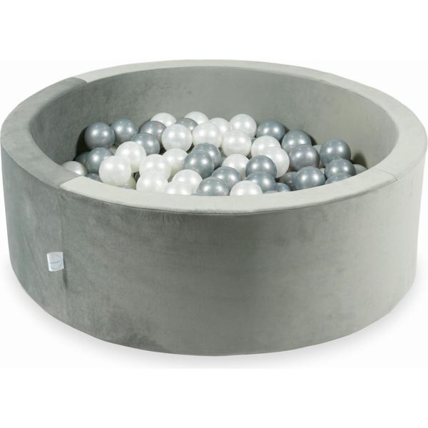 Piscina Di Palline 200 Pezzi 90X30 Velluto Grigio: Perla, Argento-image