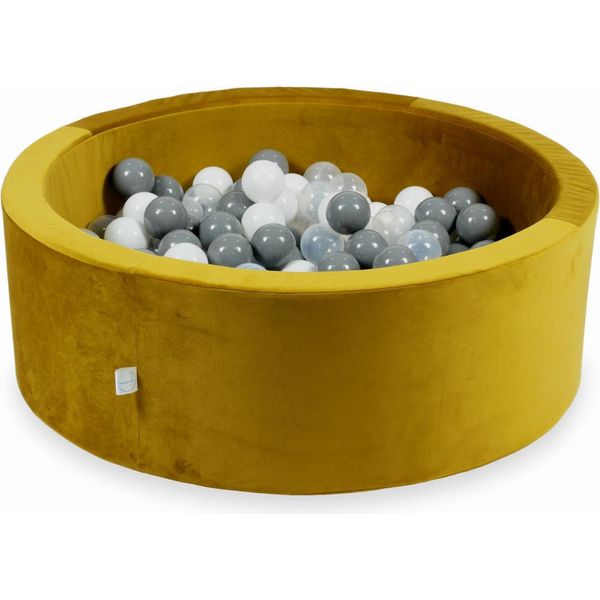 Piscina Di Palline 200 Pezzi 90X30 Velluto Oro: Bianco, Grigio, Trasparente-image