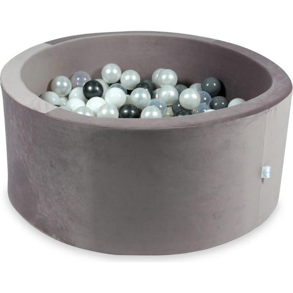 Piscina Di Palline 300 Pezzi 90X40 Velluto Viola: Perla, Grigio, Bianco, Trasparente, Grafite Metallizzato-image