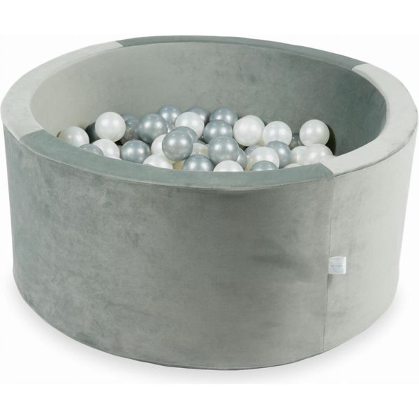 Piscina Di Palline 300 Pezzi 90X40 Velluto Grigio: Perla, Argento-image