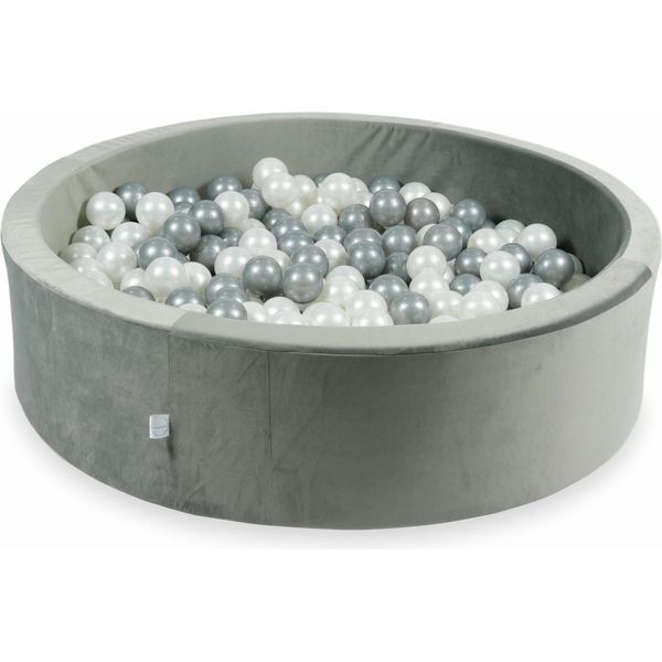 Piscina Di Palline 400 Pezzi 110X30 Velluto Grigio: Perla, Argento-image