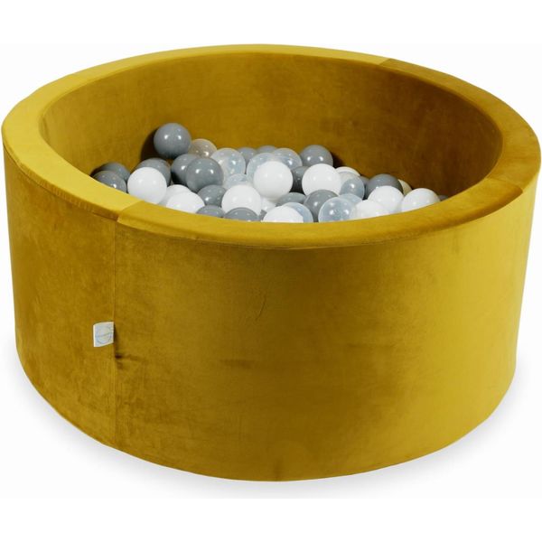 Piscina Di Palline 300 Pezzi 90X40 Velluto Oro: Bianco, Grigio, Trasparente-image
