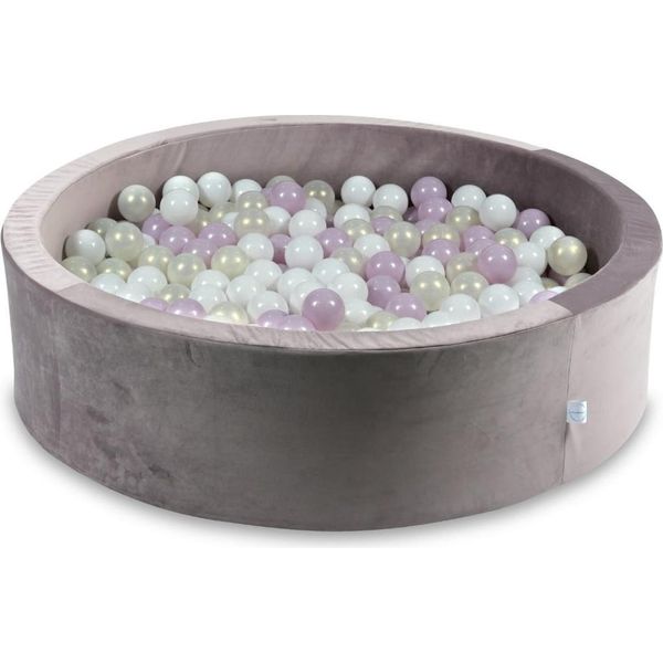 Piscina Di Palline 400 Pezzi 110X30 Velluto Viola: Bianco, Rosa Chiaro Perlato, Opalescente-image