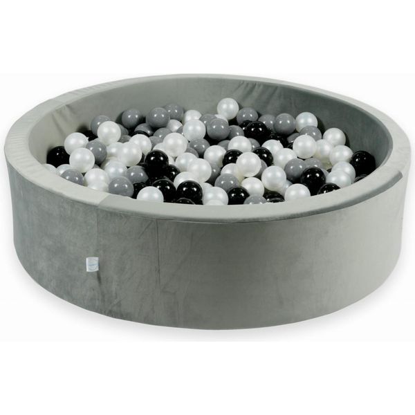 Piscina Di Palline 400 Pezzi 110X30 Velluto Grigio: Nero, Grigio, Perla-image