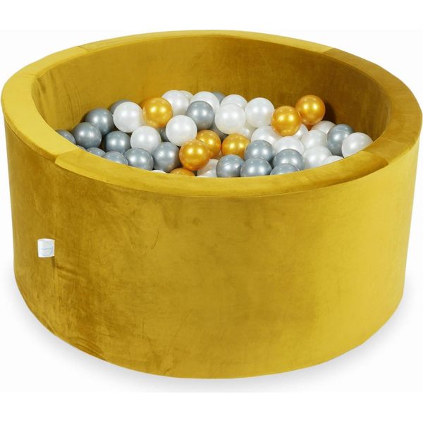 Piscina Di Palline 300 Pezzi 90X40 Velluto Oro: Oro, Argento, Perla-image
