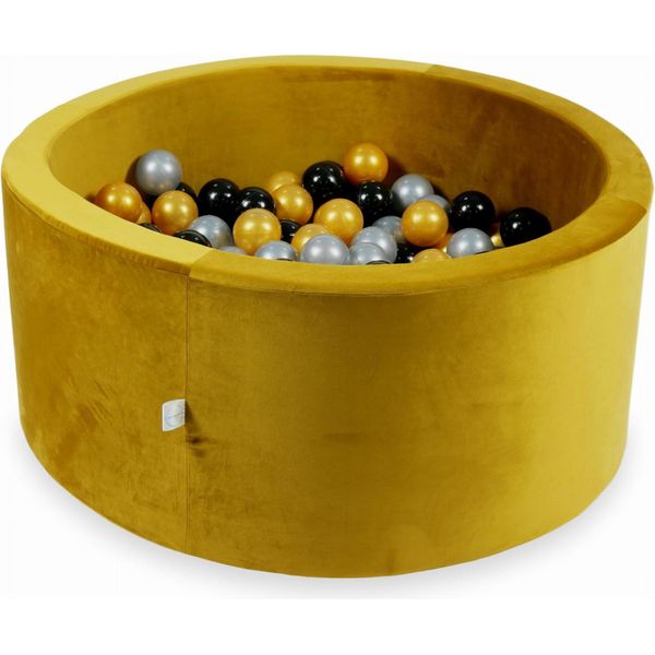 Piscina Di Palline 300 Pezzi 90X40 Velvet Gold: Argento, Oro, Nero-image