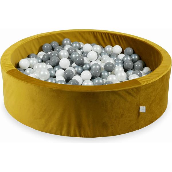 Piscina Di Palline 400 Pezzi 110X30 Velluto Oro: Bianco, Argento, Perla, Grigio-image