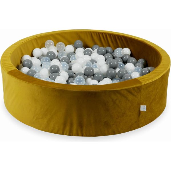 Piscina Di Palline 400 Pezzi 110X30 Velluto Oro: Bianco, Grigio, Trasparente-image