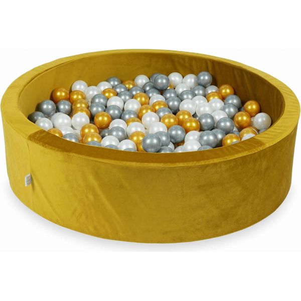 Piscina Di Palline 400 Pezzi 110X30 Velluto Oro: Oro, Argento, Perla-image