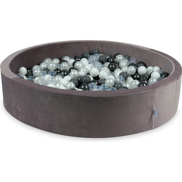 Piscina Di Palline 600 Pezzi 130X30 Velluto Viola: Perla, Grigio, Bianco, Trasparente, Grafite Metallizzato-image