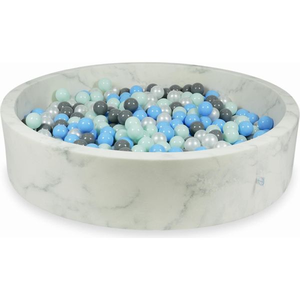 Piscina A Secco 130X30 In Marmo Con 600 Palline: Menta Chiara, Azzurro, Grigio, Madreperla-image