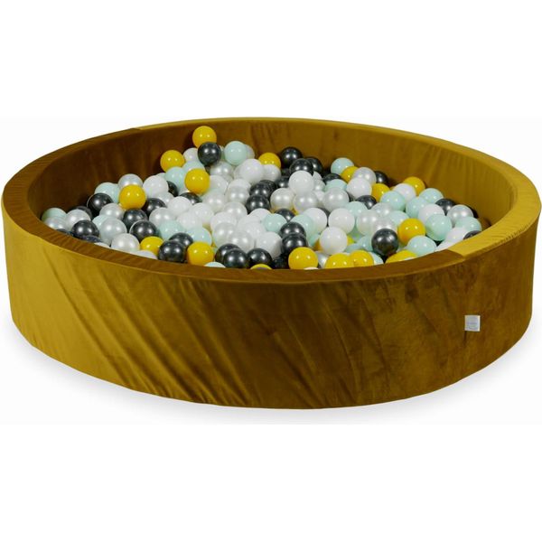 Piscina Di Palline 600 Pezzi 130X30 Velvet Gold: Giallo, Menta Chiaro, Grafite Metallizzato, Bianco, Perla-image