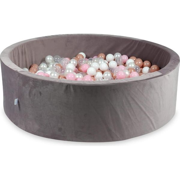 Piscina Di Palline 700 Pezzi 130X40 Velluto Viola: Trasparente, Bianco, Madreperla, Rosa Chiaro, Oro Rosa-image