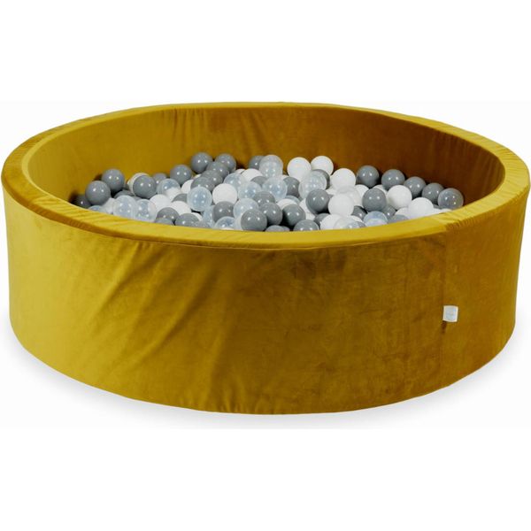 Piscina Di Palline 700 Pezzi 130X40 Velluto Oro: Bianco, Grigio, Trasparente-image