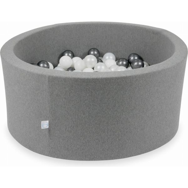 Piscina Grigia Secca 90X40 Con 300 Palline: Bianco, Madreperla, Grafite Metallizzata-image