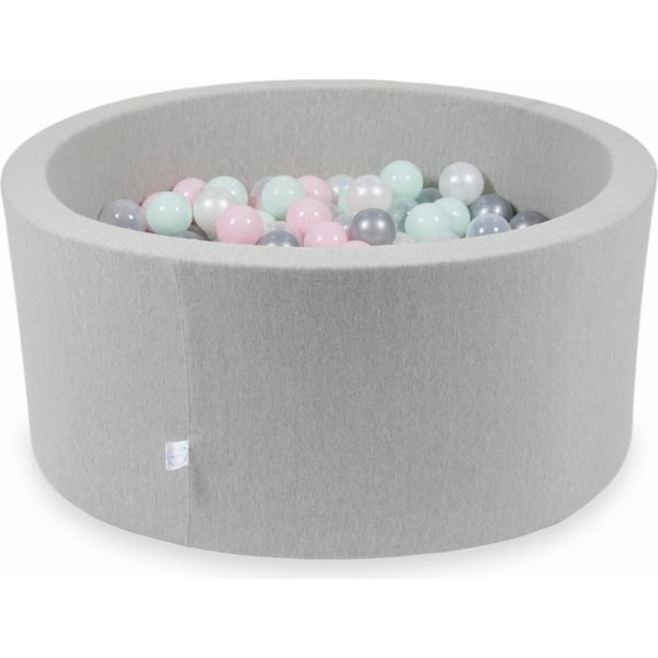 Bacino Asciutto Grigio Chiaro 90X40 Con 300 Palline: Trasparente, Madreperla, Argento, Rosa Chiaro, Menta Chiaro-image