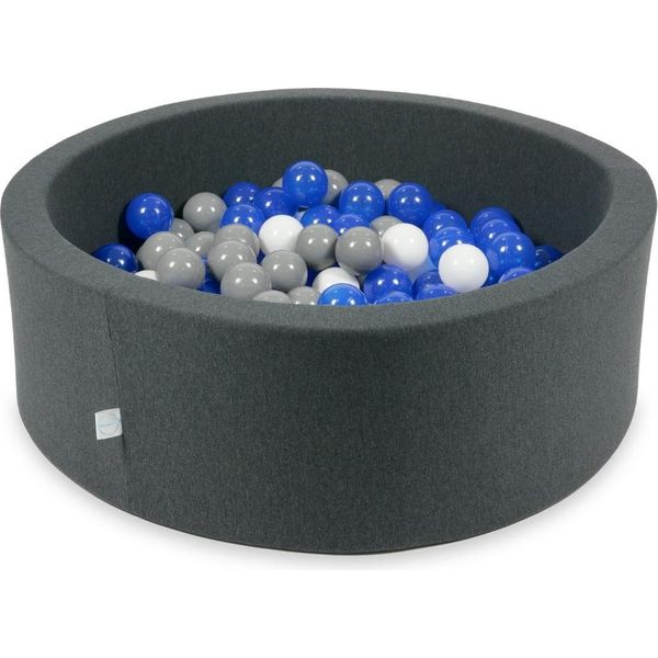 Piscina A Secco In Grafite 90X30 Con 200 Palline: Blu, Bianco, Grigio-image