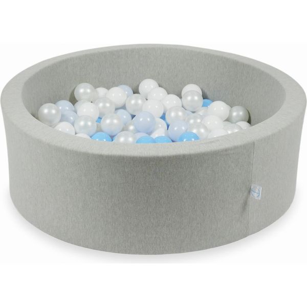 Bacino Asciutto Grigio Chiaro 90X30 Con 200 Palline: Bianco, Madreperla, Azzurro, Azzurro Madreperla-image