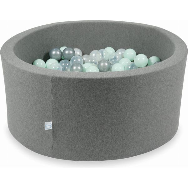 Piscina Secca Grigia 90X40 Con 300 Palline: Trasparente, Madreperla, Argento, Menta Chiara-image