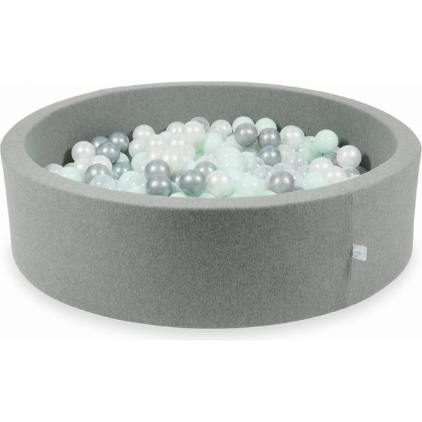 Piscina Grigia A Secco 110X30 Con 400 Palline: Trasparente, Madreperla, Argento, Menta Chiaro-image