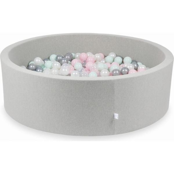 Bacino Asciutto Grigio Chiaro 130X40 Con 700 Palline: Trasparente, Madreperla, Argento, Rosa Chiaro, Menta Chiaro-image