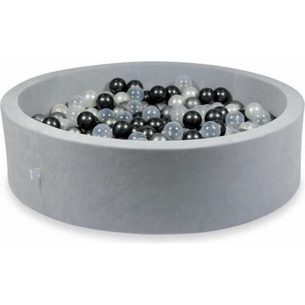 Bacinella 110X30Cm Velvet Soft Light Grey Con 400 Palline: Madreperla, Trasparente, Grafite Metallizzata, Argento-image