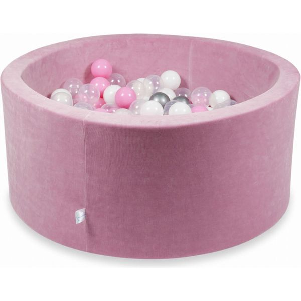 Piscina Secca 90X40Cm Velvet Soft Pink Con 300 Palline: Rosa Cipria, Argento, Bianco, Trasparente-image