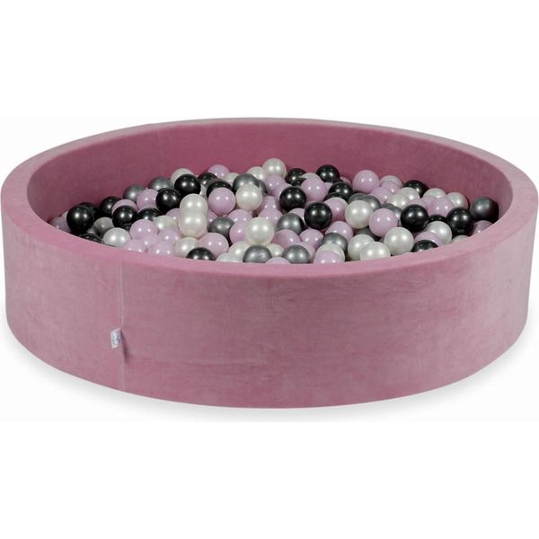 Bacinella 130X30Cm Velvet Soft Pink Con 600 Palline: Rosa Chiaro Perlato, Argento, Grafite Metallizzata, Perla-image