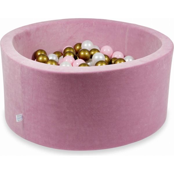 Bacinella 90X40Cm Velvet Soft Pink Con 300 Palline: Madreperla, Oro Antico, Rosa Chiaro-image