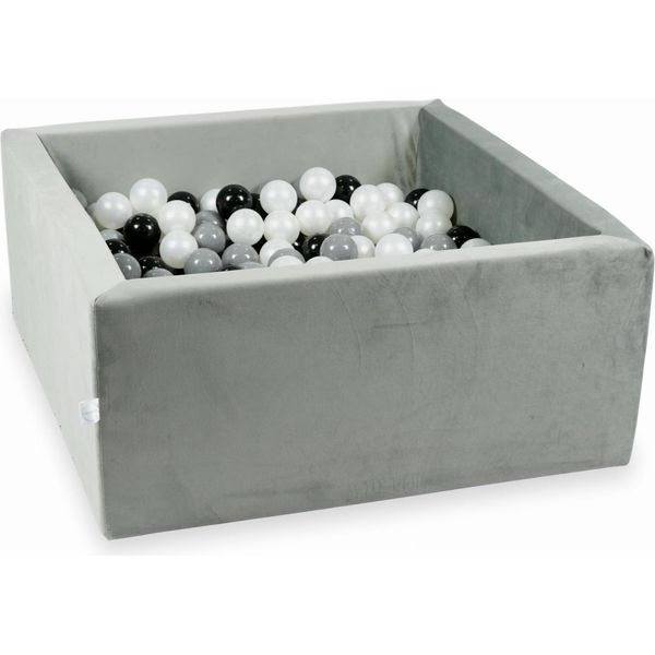 Piscina Di Palline 400 Pezzi 90X90X40 Velluto Grigio: Nero, Grigio, Perla-image