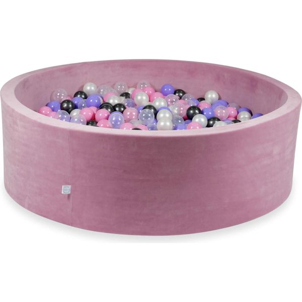 Bacinella 130X40Cm Velvet Soft Pink Con 700 Palline: Grafite Metallizzato, Erica, Rosa Cipria, Perla, Trasparente-image